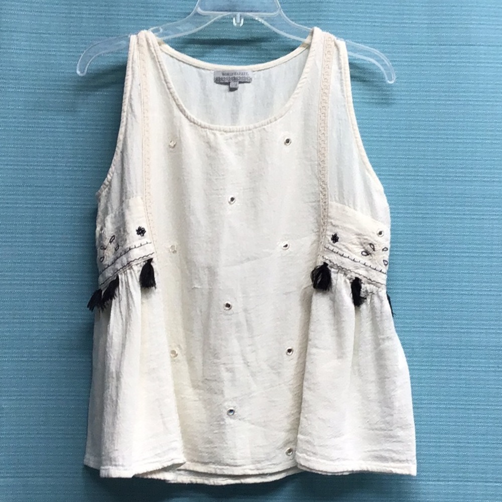 Women's World Market White Tank Top Size S/M